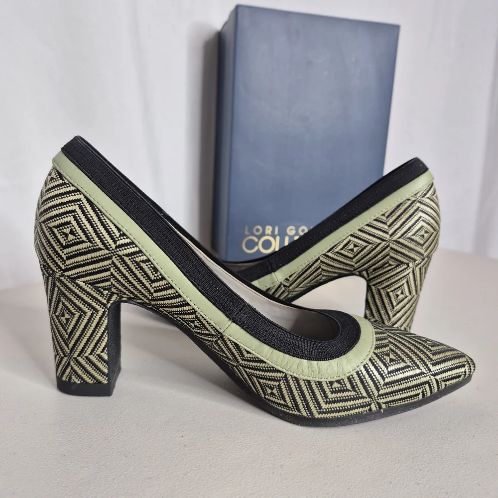 Lori Goldstein Collection LI-Yarden Raffia Block Heel Pumps - Size 7.5